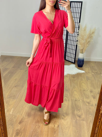 Mathis Plain Tiered Hem Maxi Dress