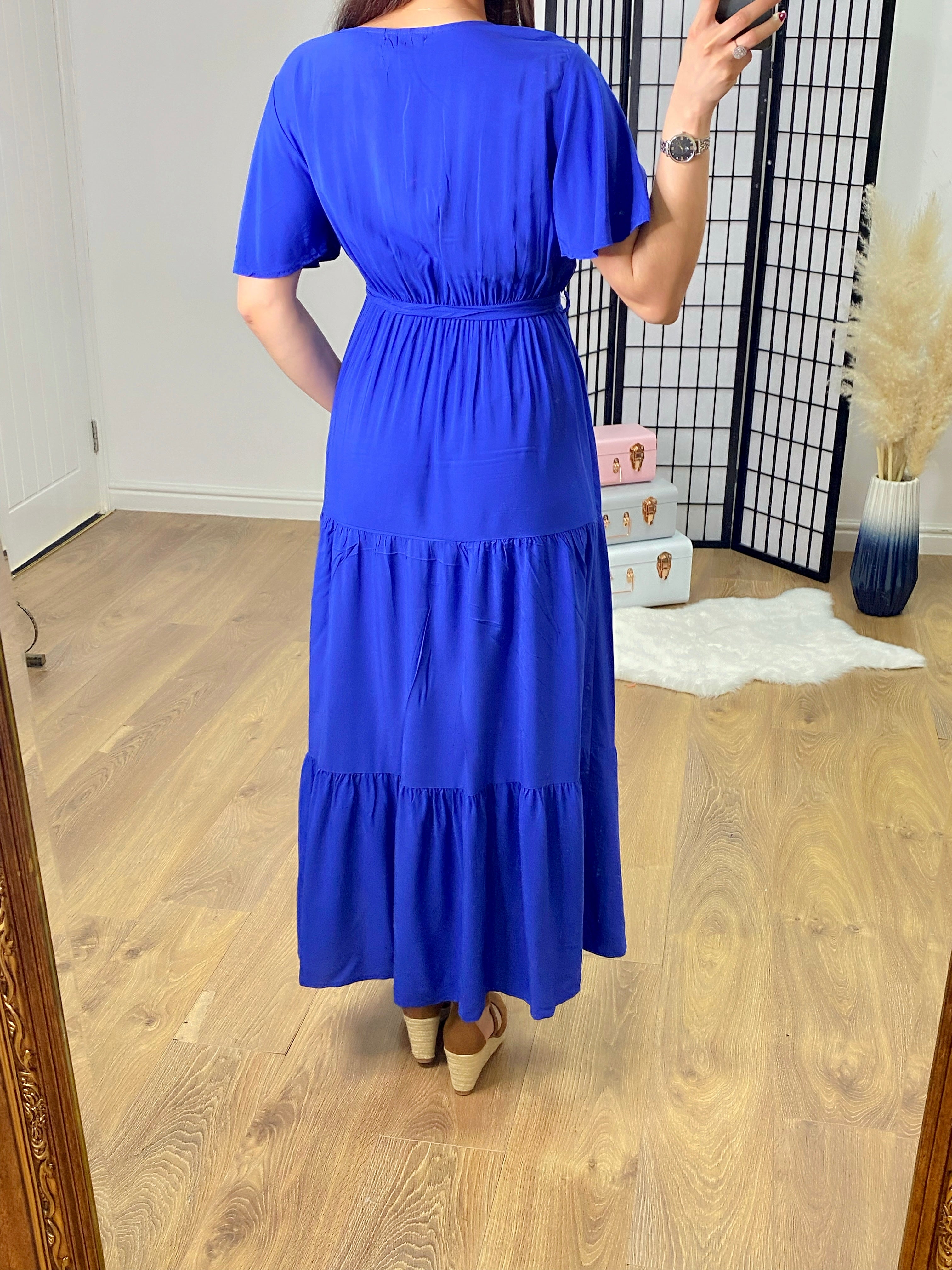 Mathis Plain Tiered Hem Maxi Dress