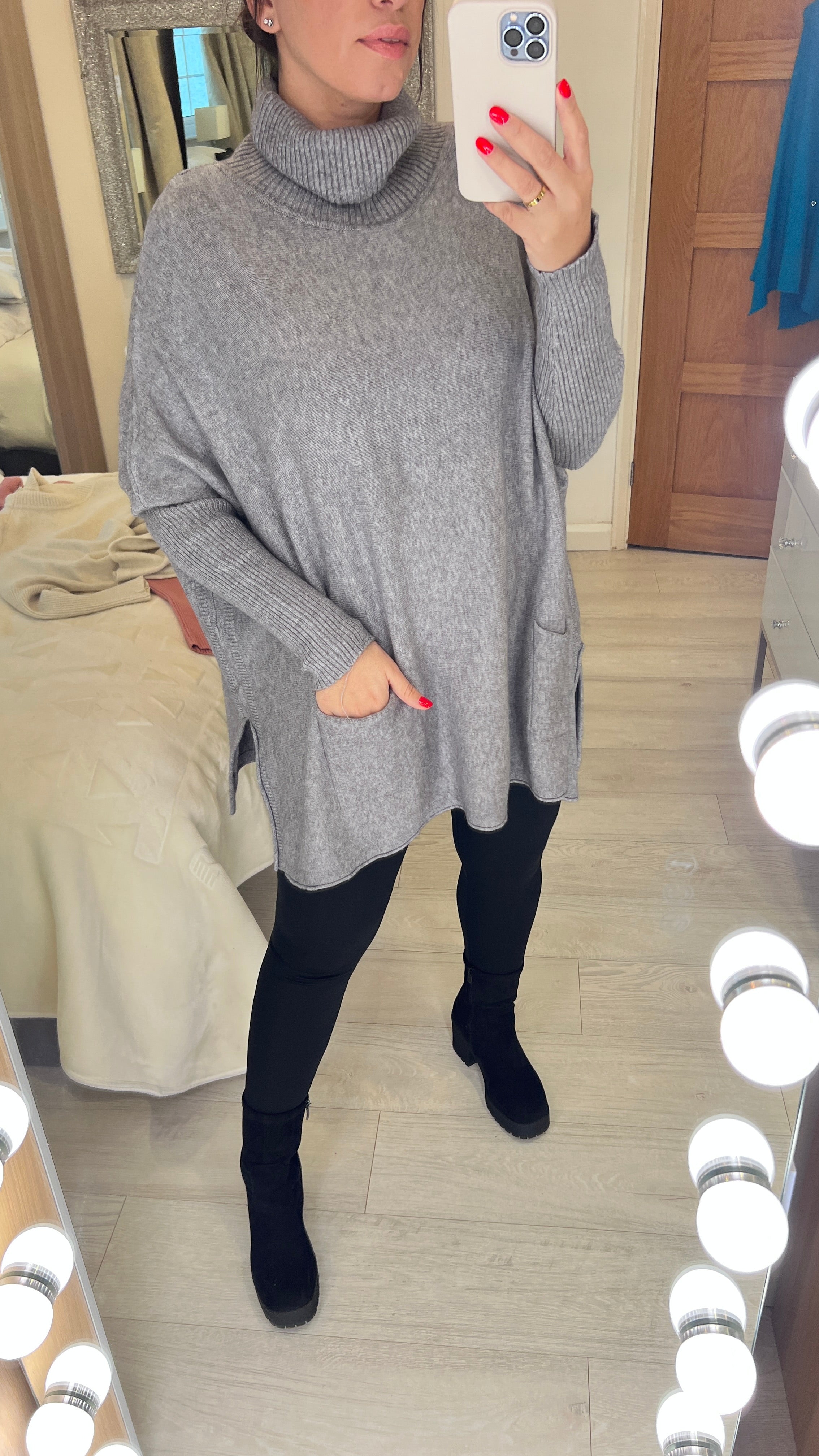 Zachary Roll Neck Oversized Button Back Jumper