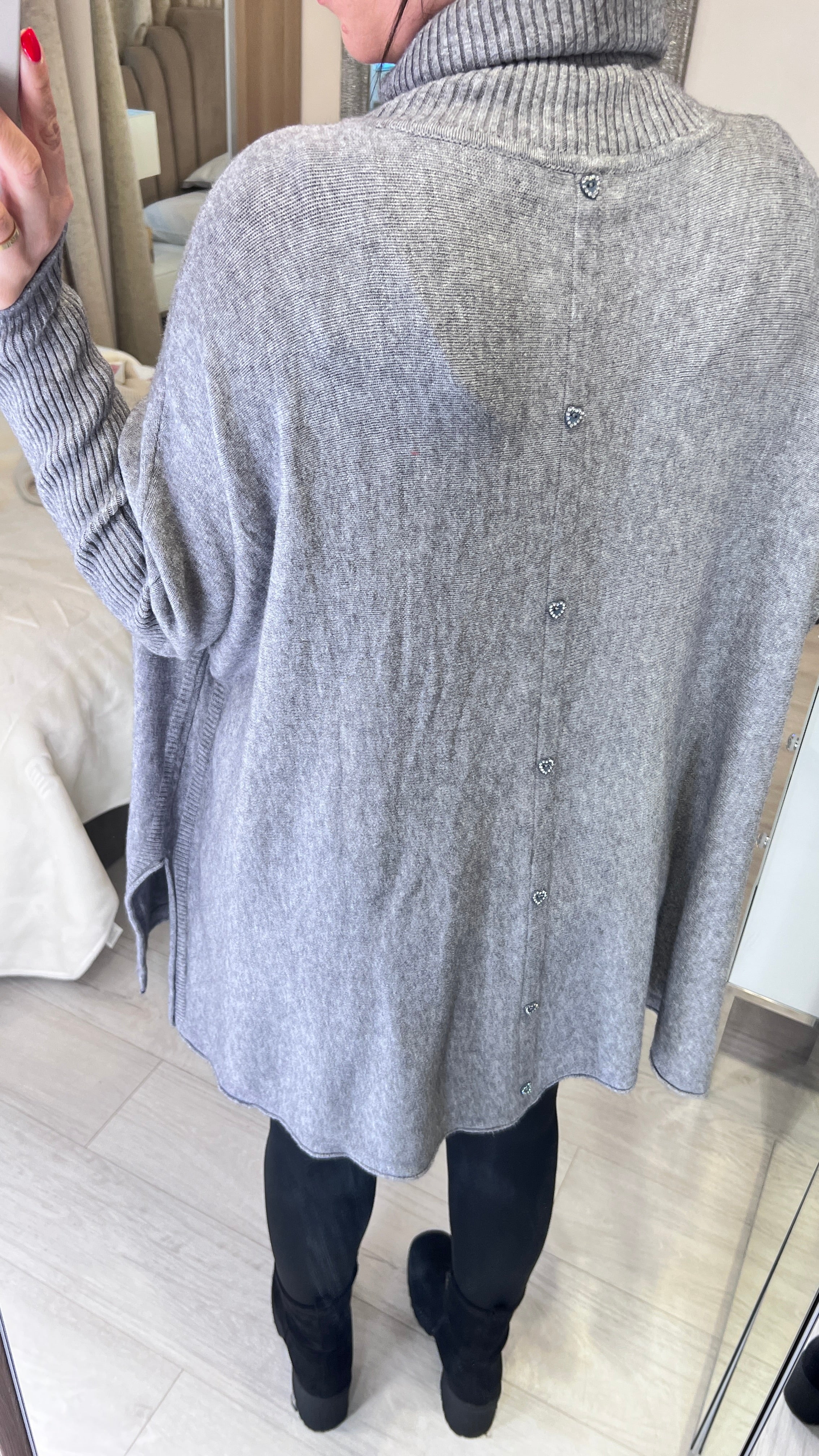 Zachary Roll Neck Oversized Button Back Jumper