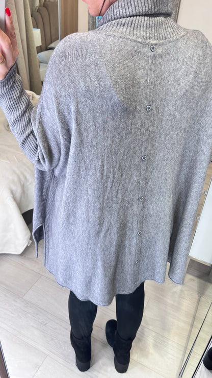 Zachary Roll Neck Oversized Button Back Jumper