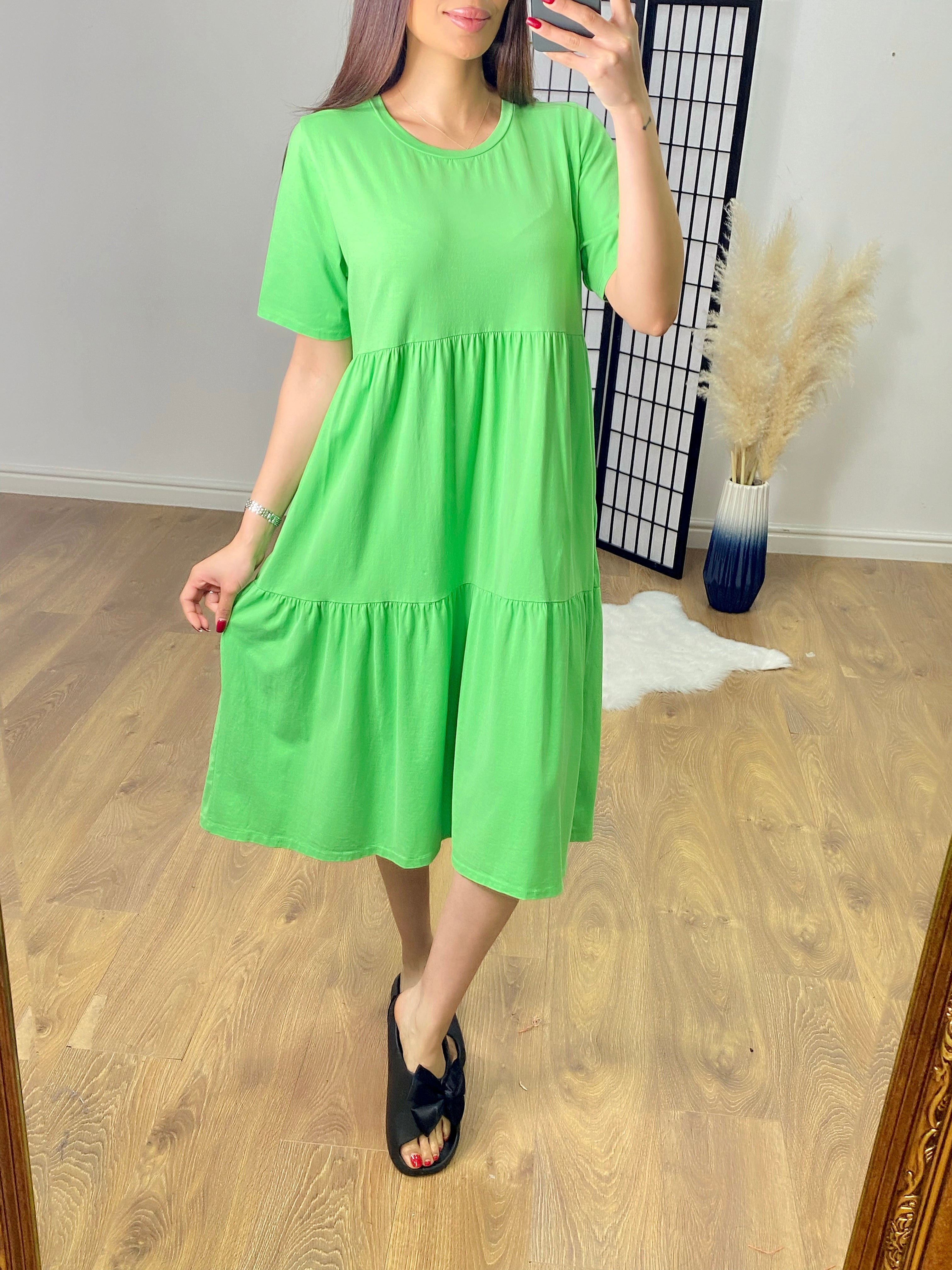 Katey Plain Jersey Tiered Smock T-shirt Dress