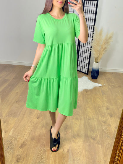 Katey Plain Jersey Tiered Smock T-shirt Dress