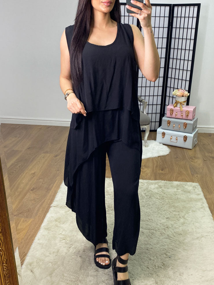 Aliyah Double Layer Top Split Leg Hareem Set