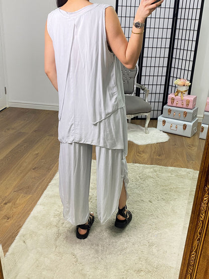 Aliyah Double Layer Top Split Leg Hareem Set