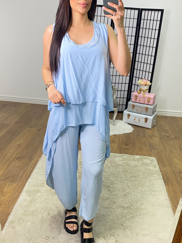 Aliyah Double Layer Top Split Leg Hareem Set