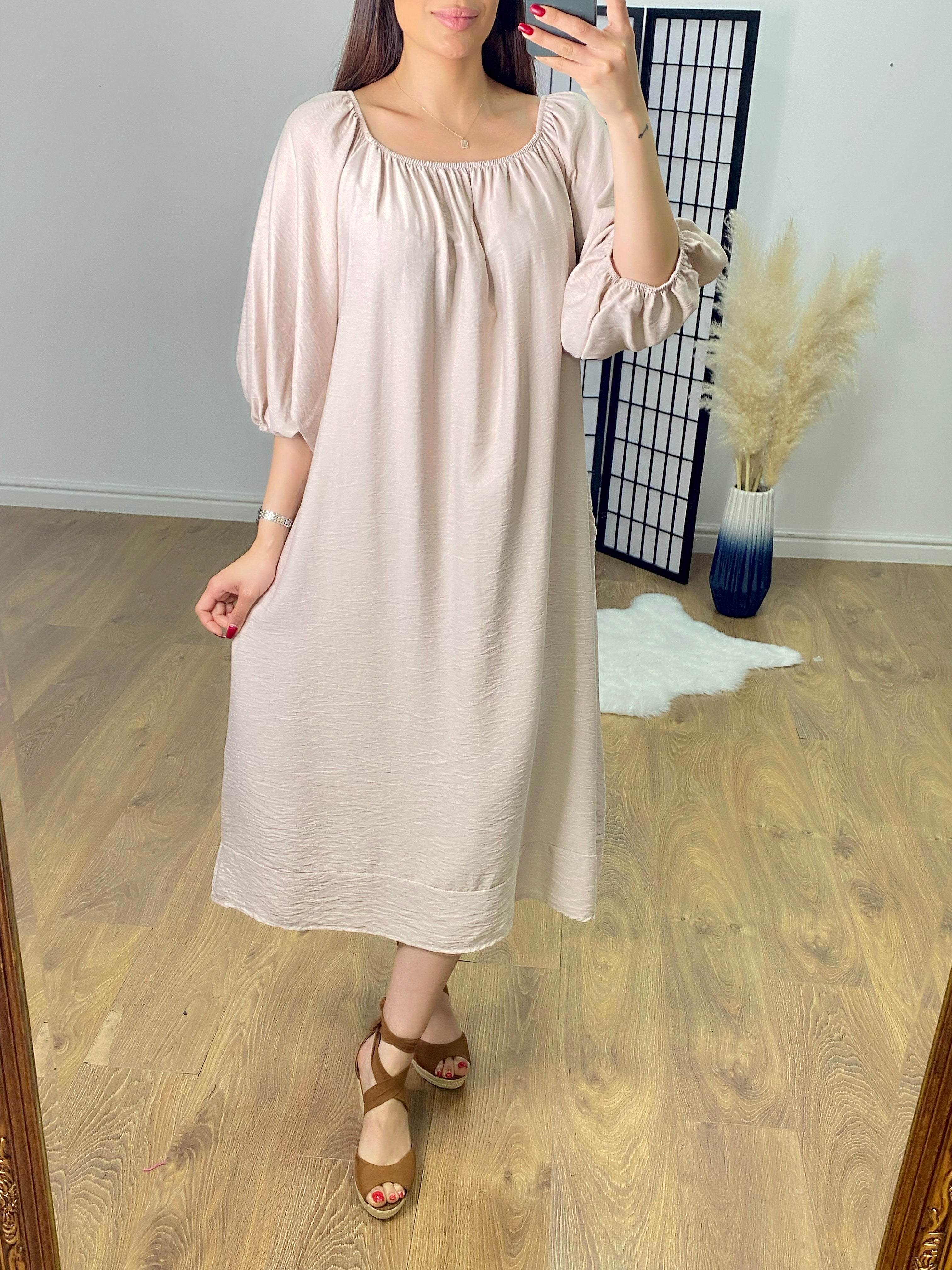 Kleo Plain Elasticated Bardot Smock Dress