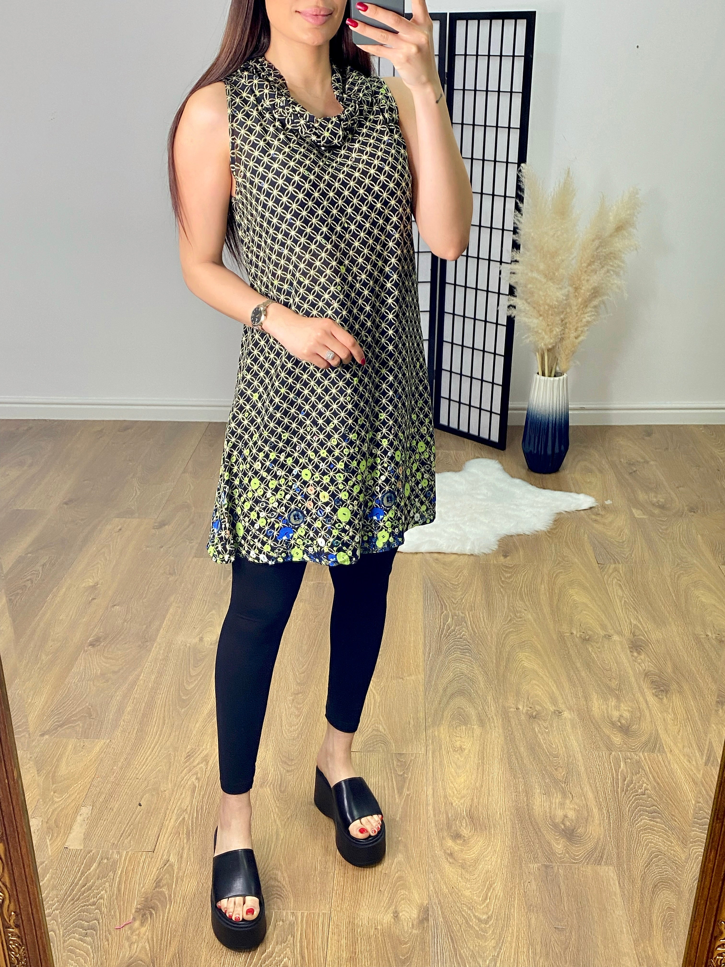 Zaylee Ring Button Cowl Neck Dress