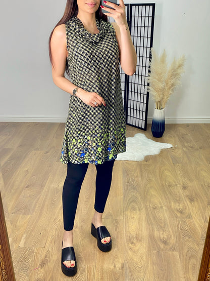 Zaylee Ring Button Cowl Neck Dress