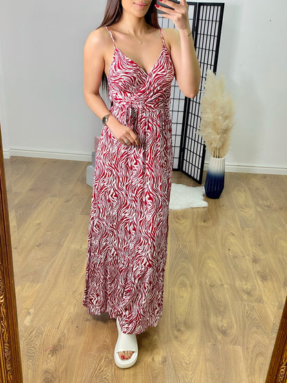 Lina Zebra Print Tiered Hem Maxi Dress