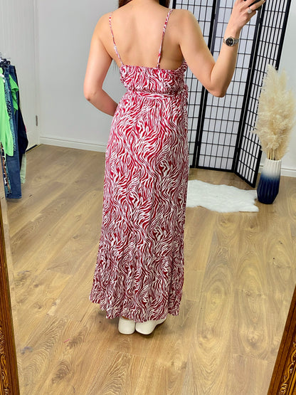 Lina Zebra Print Tiered Hem Maxi Dress