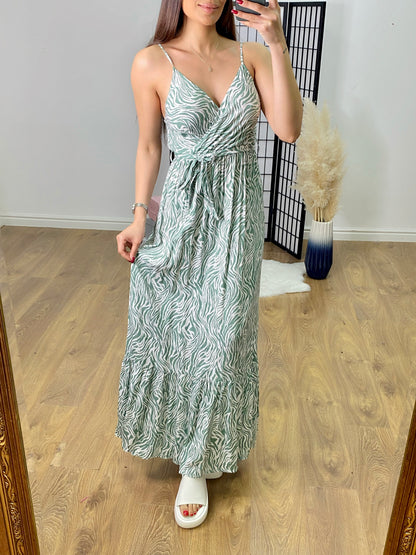 Lina Zebra Print Tiered Hem Maxi Dress