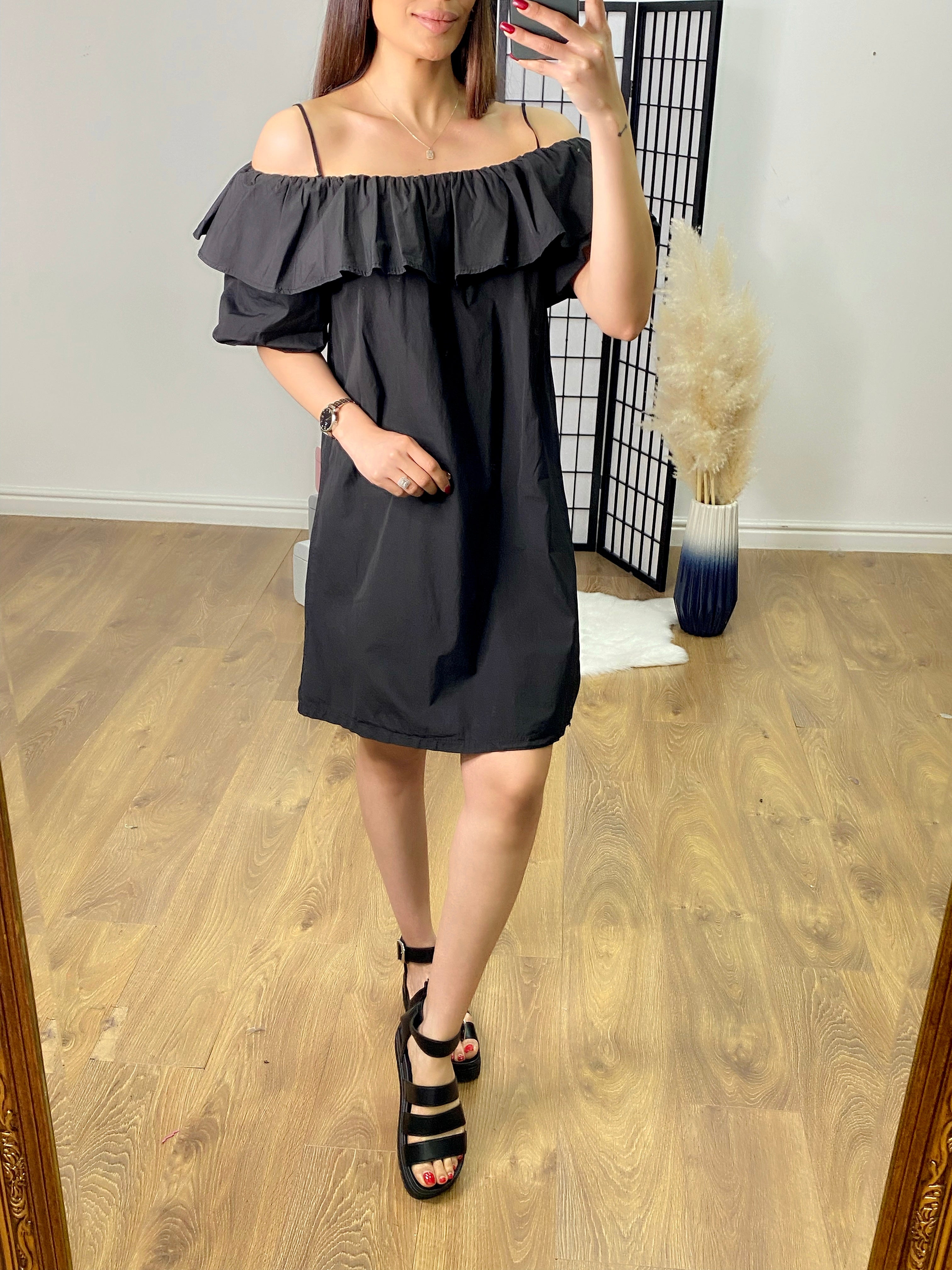 Marlena Puff Sleeve Spaghetti Strap Dress