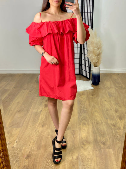 Marlena Puff Sleeve Spaghetti Strap Dress