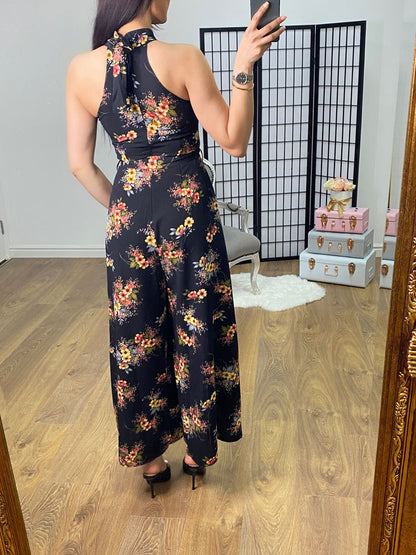 Lylana Floral Halter Neck Split Side Jumpsuit