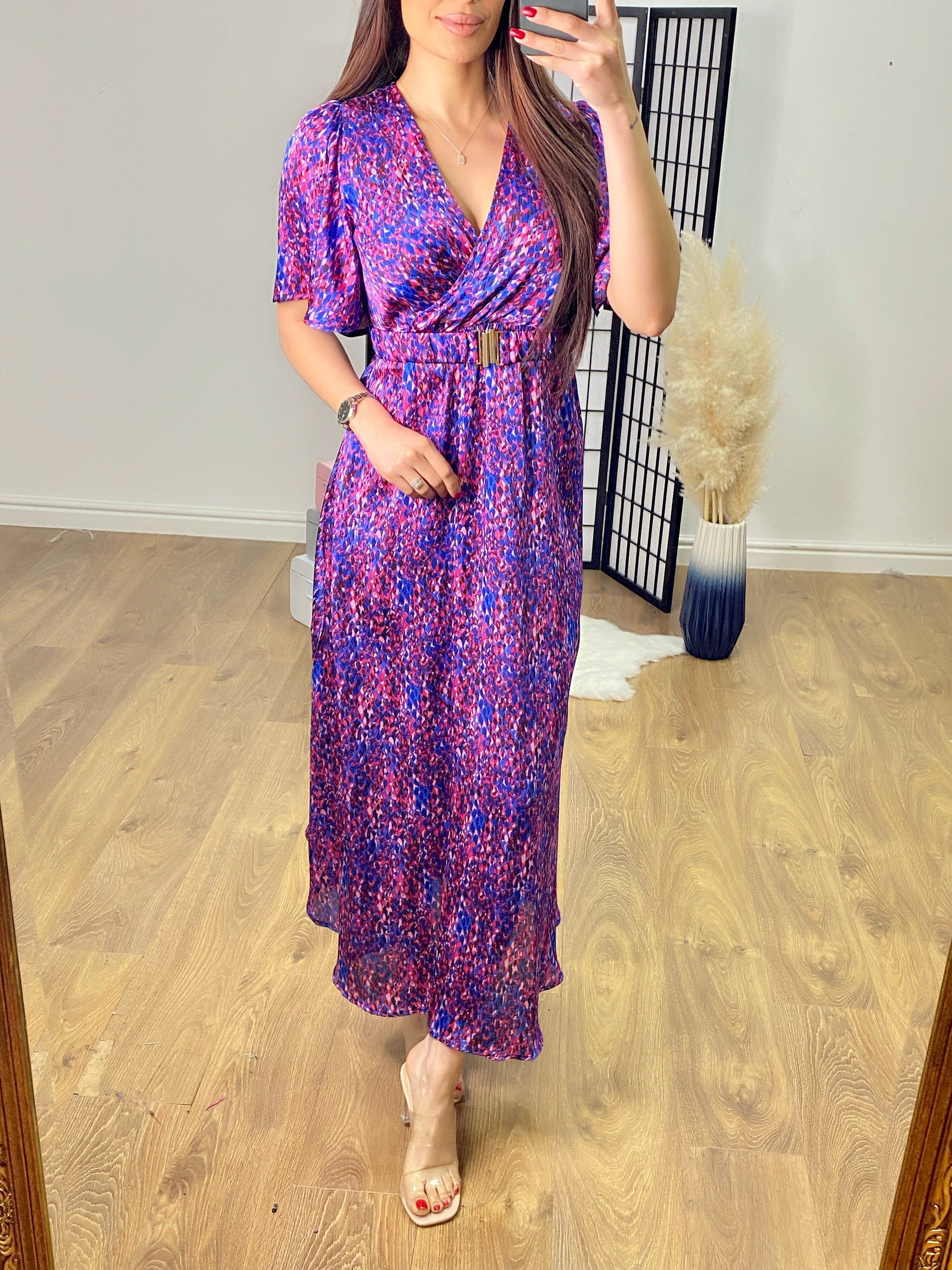 Ariel Mermaid Print Satin Floaty Maxi Dress