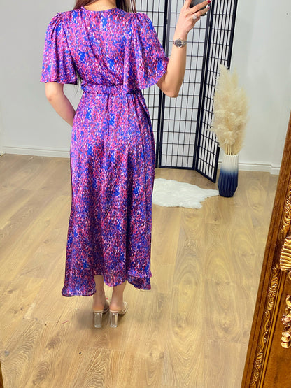 Ariel Mermaid Print Satin Floaty Maxi Dress