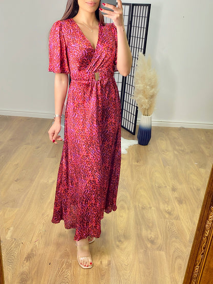 Ariel Mermaid Print Satin Floaty Maxi Dress