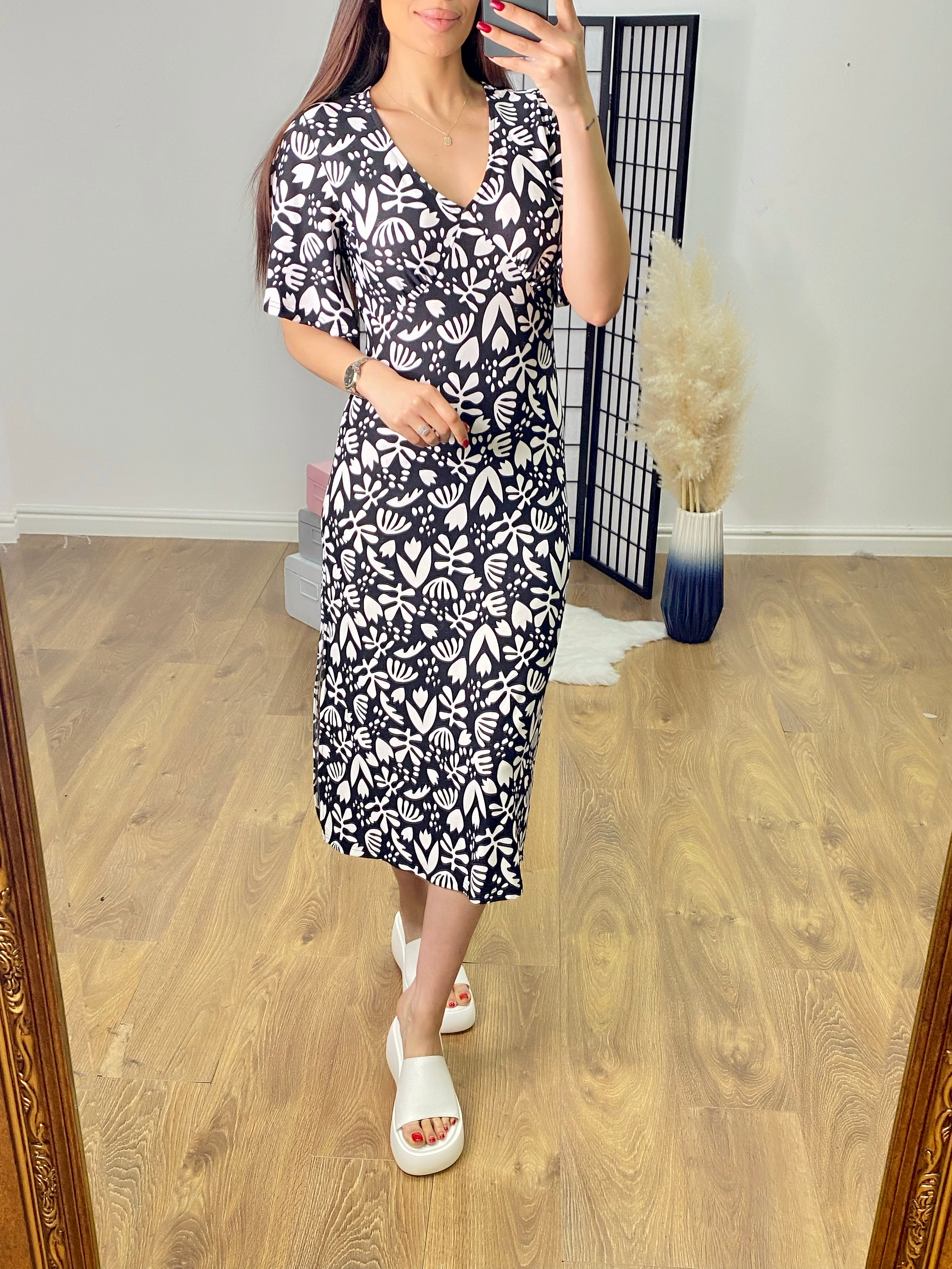 Bieber Abstract Print Midi Dress