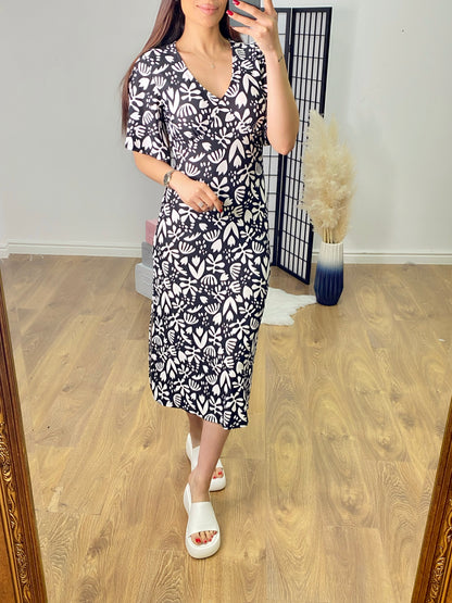 Bieber Abstract Print Midi Dress