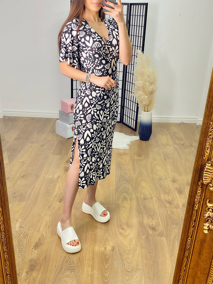 Bieber Abstract Print Midi Dress