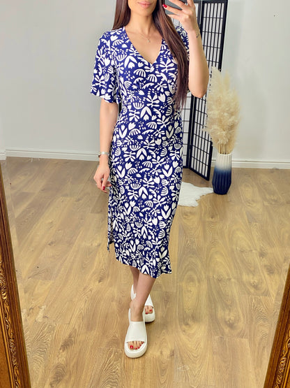 Bieber Abstract Print Midi Dress