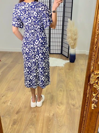 Bieber Abstract Print Midi Dress