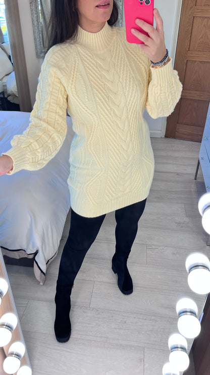 Swiss Cream Cable Knit Jumper Dress