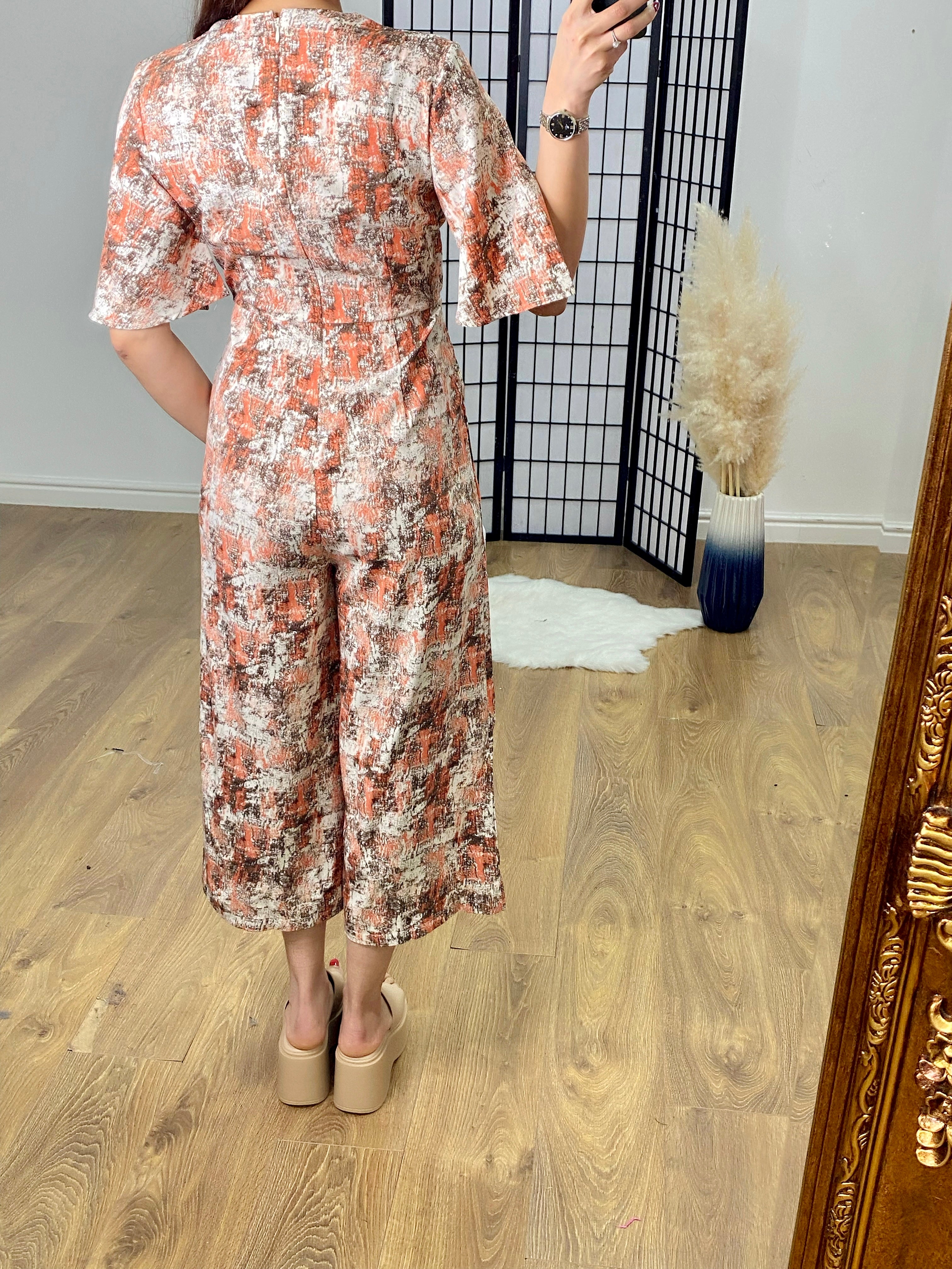 Adeline Abstract Print Wide Leg Jumpsuit