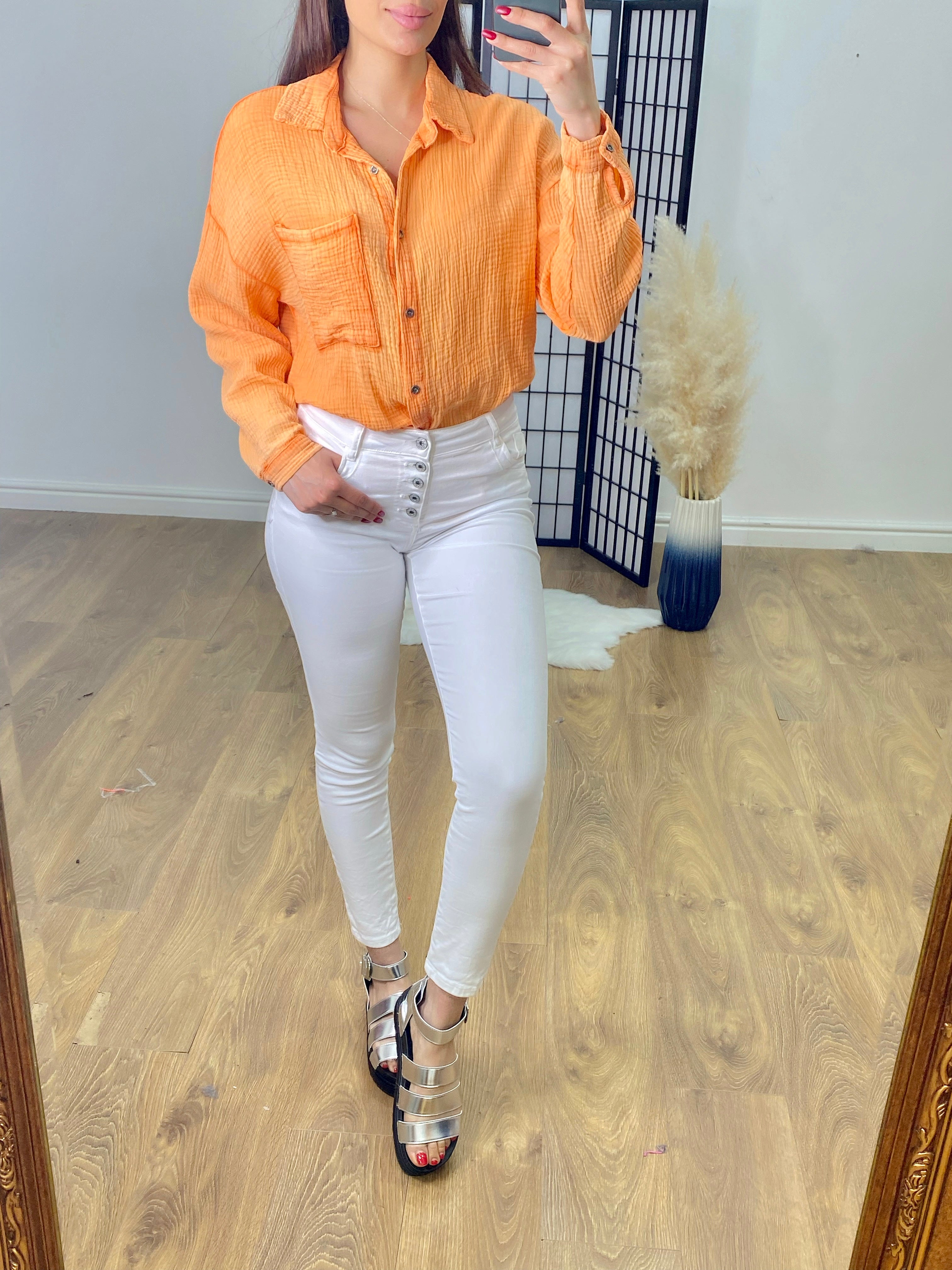 Fauve Tie Front Cheesecloth Shirt