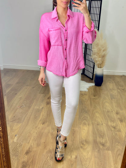 Fauve Tie Front Cheesecloth Shirt