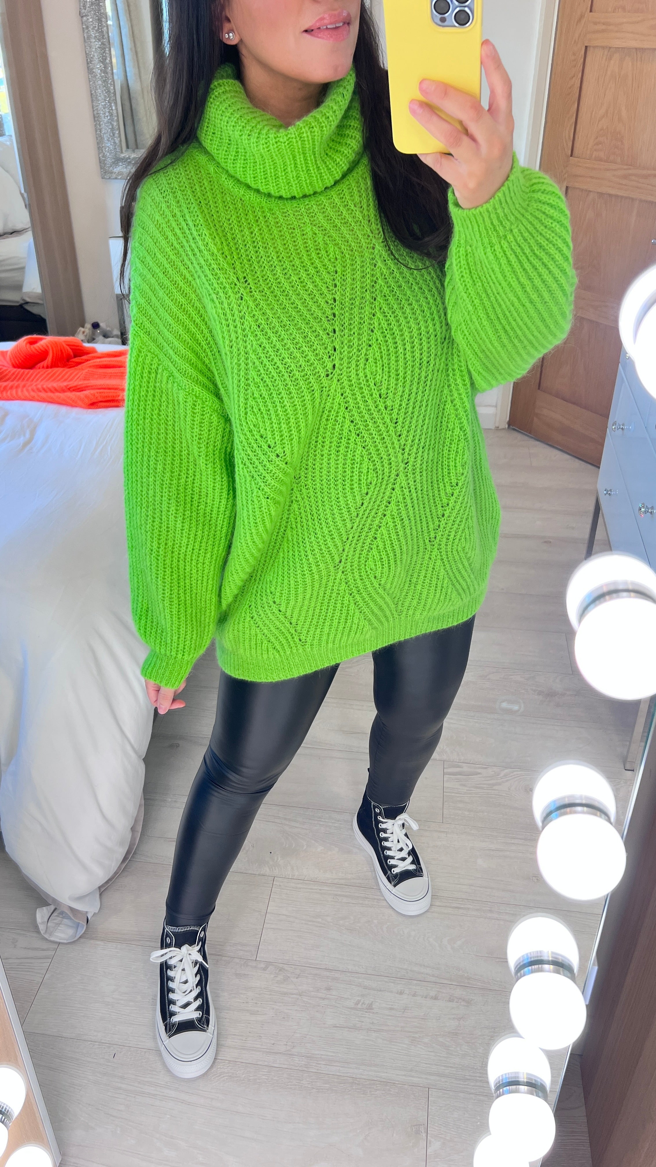 Liquorice Neon Roll Neck Soft Knit Jumper