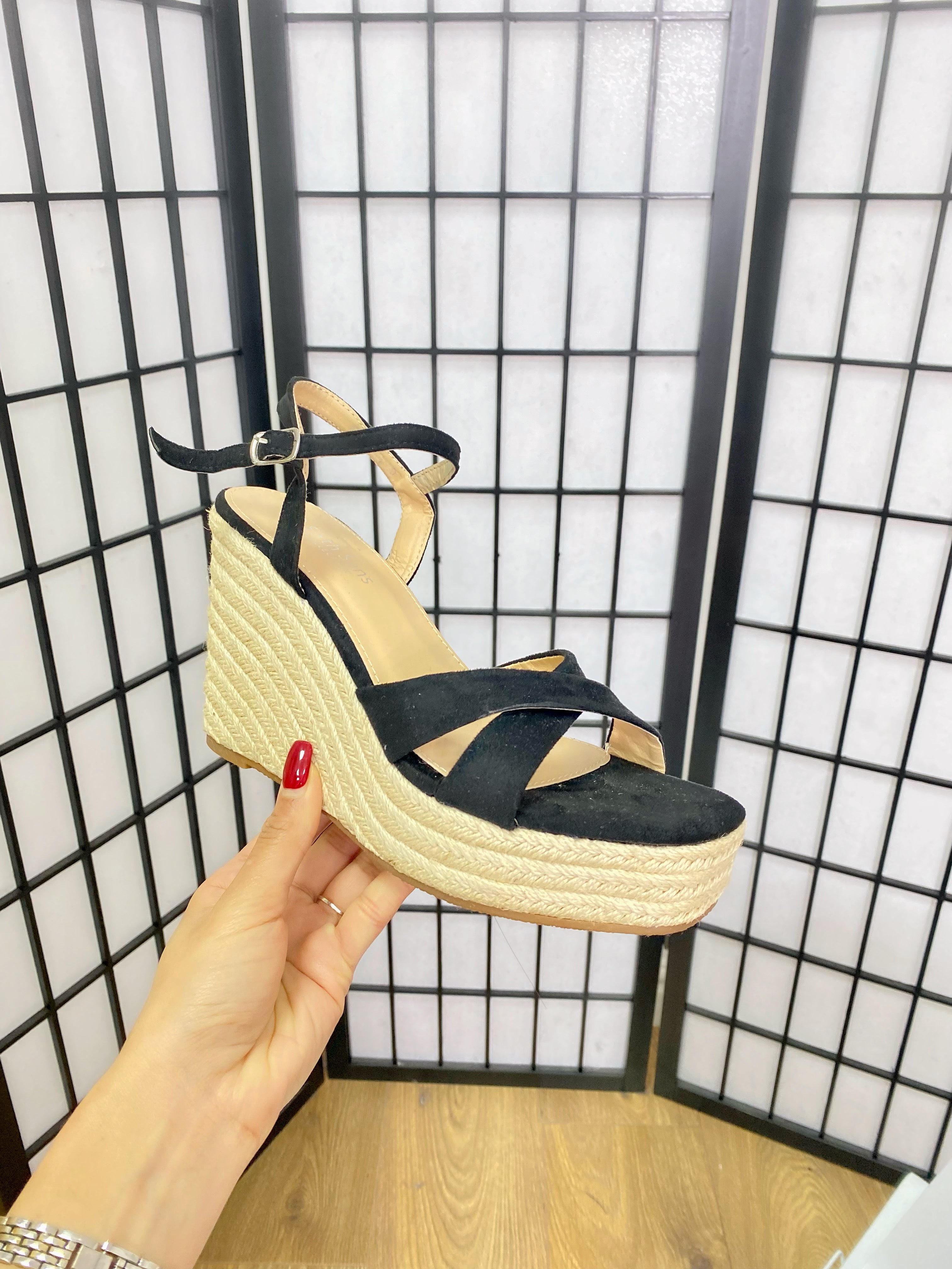 Ruiz Velvet Strap Wedge Sandal