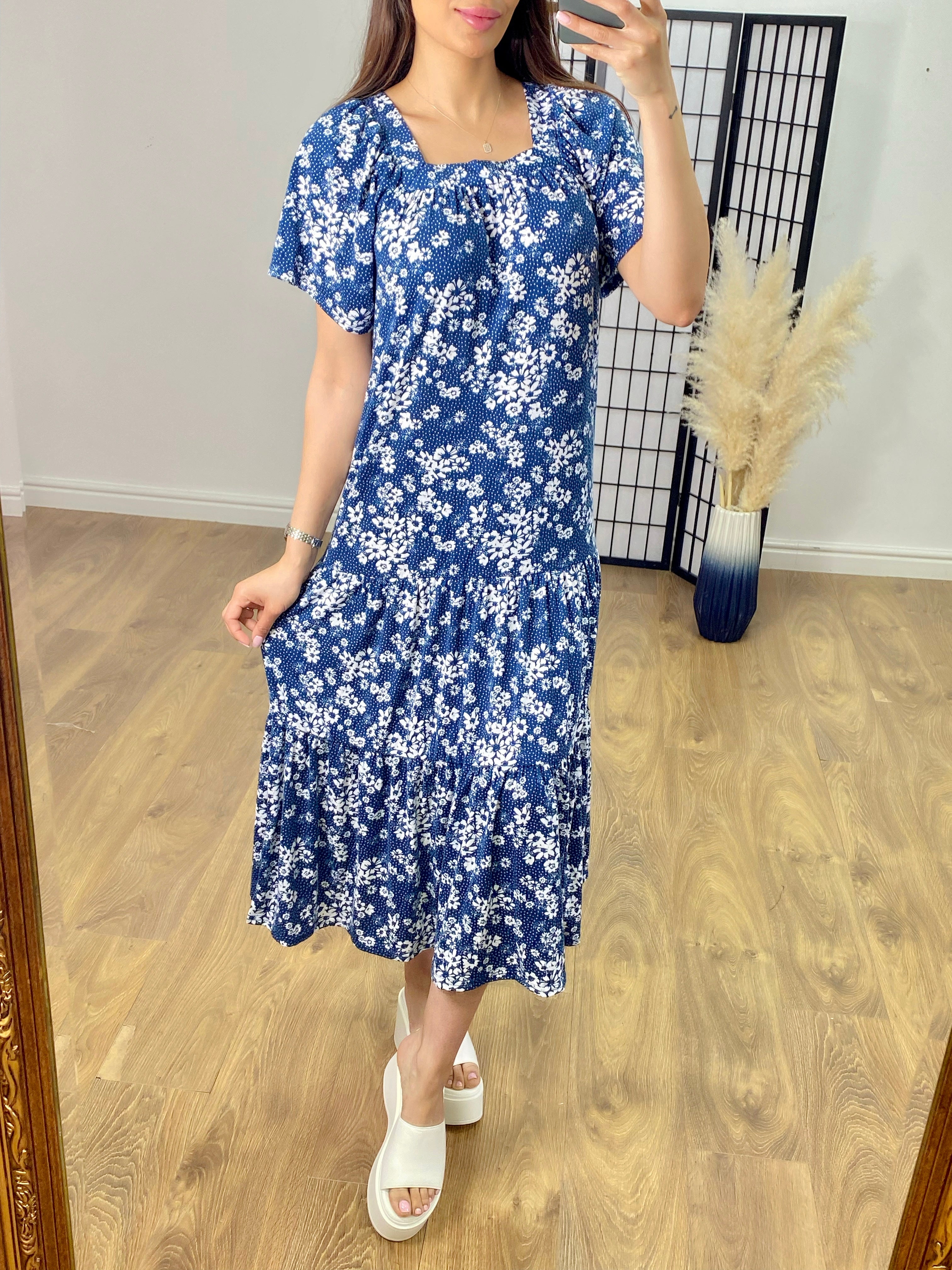 Thames Floral Print Frill Hem Dress