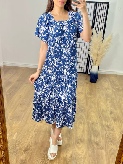 Thames Floral Print Frill Hem Dress