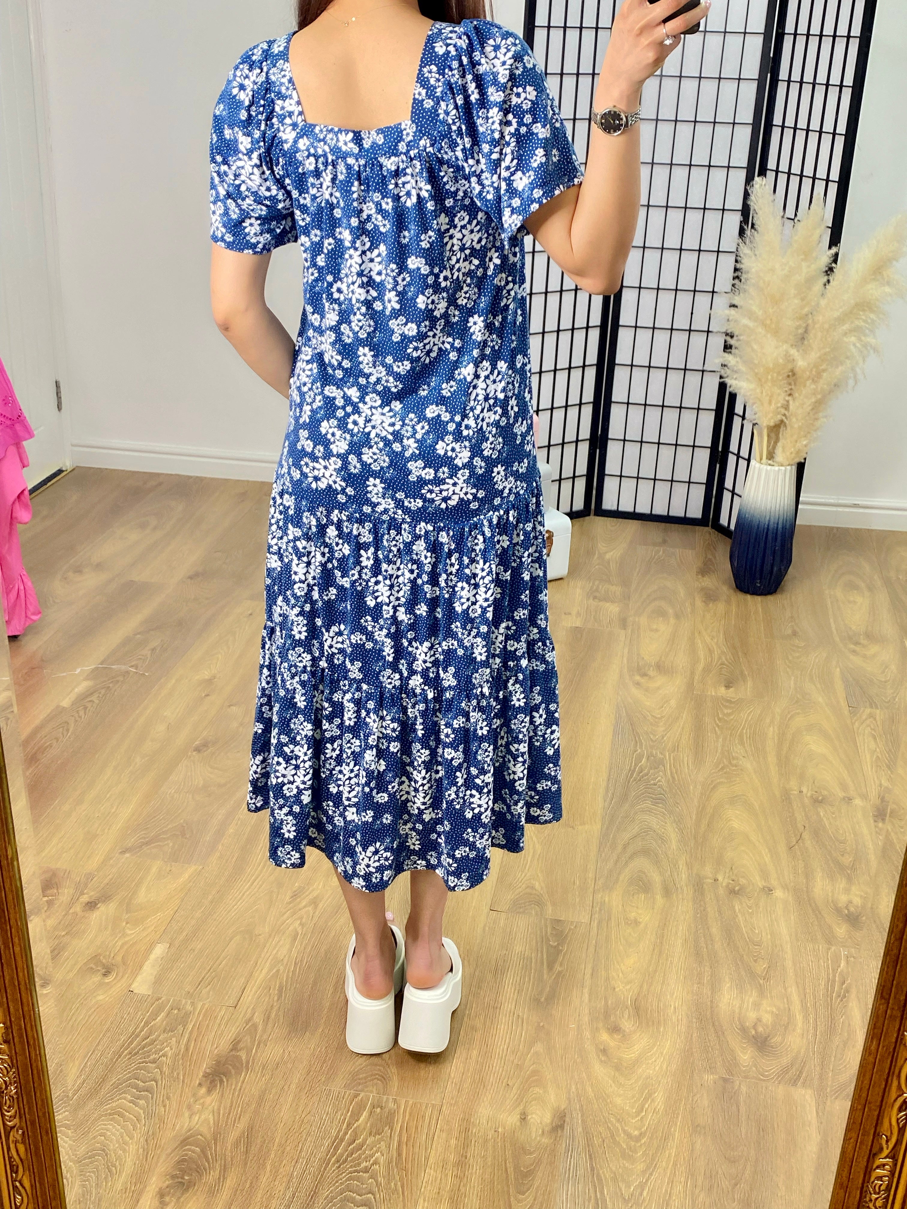Thames Floral Print Frill Hem Dress