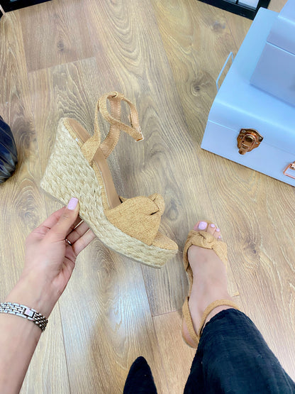 Trish Canvas Bow Front Wedges