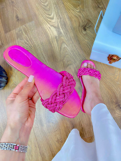 Prescott Diamante Plait Sliders