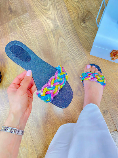 Prescott Diamante Plait Sliders