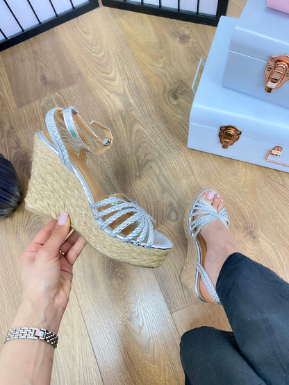 Rashmi Plait Strap Peep Toe Wedges