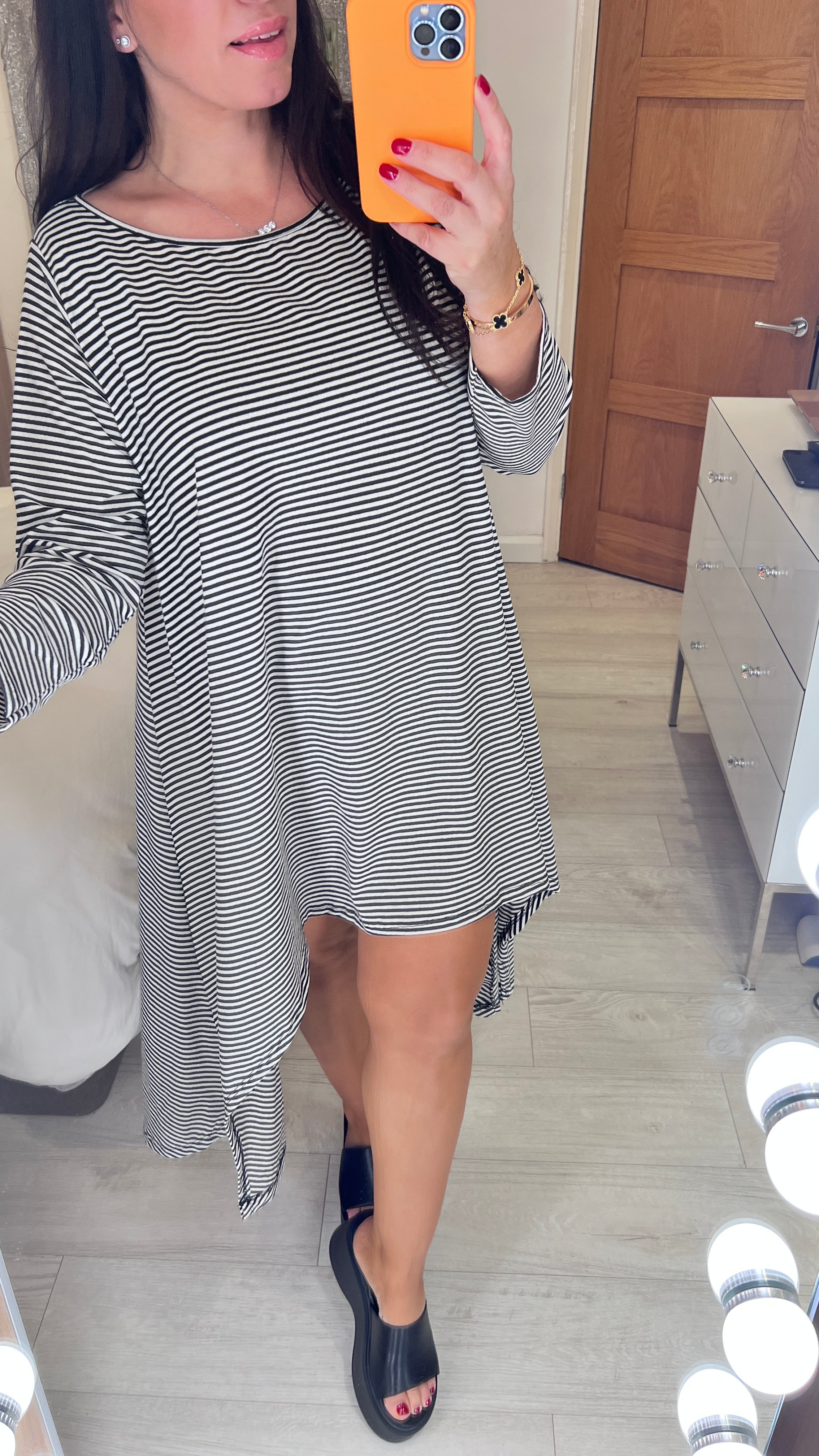 Diane Striped Dip Hem Stretch Tunic