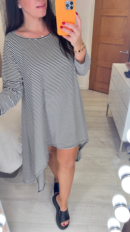 Diane Striped Dip Hem Stretch Tunic