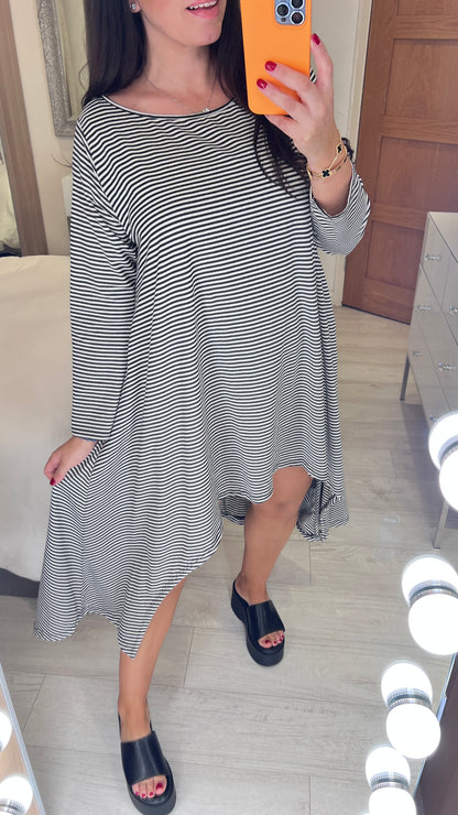 Diane Striped Dip Hem Stretch Tunic