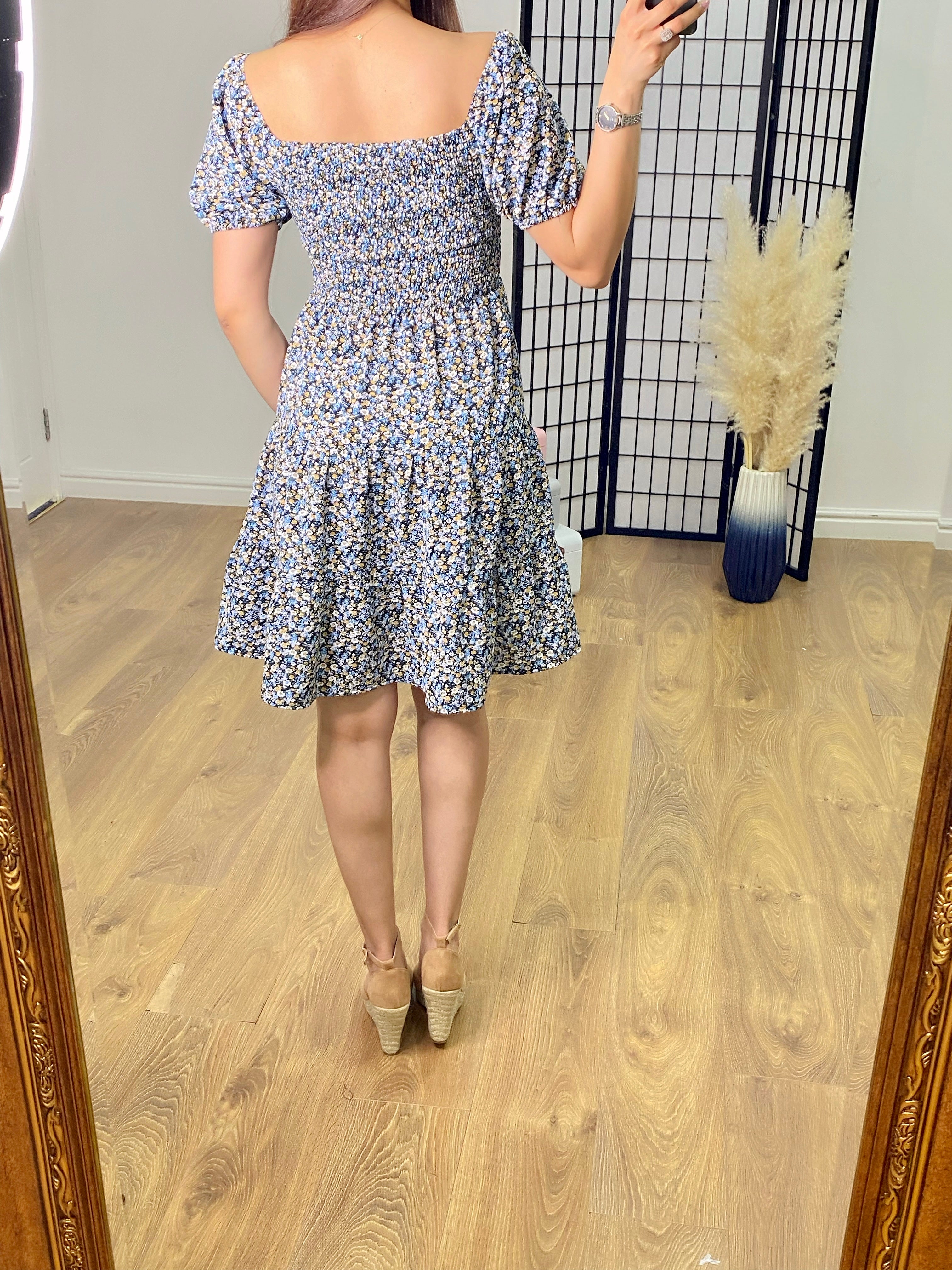 Damzell Ditsy Floral Print Babydoll Dress