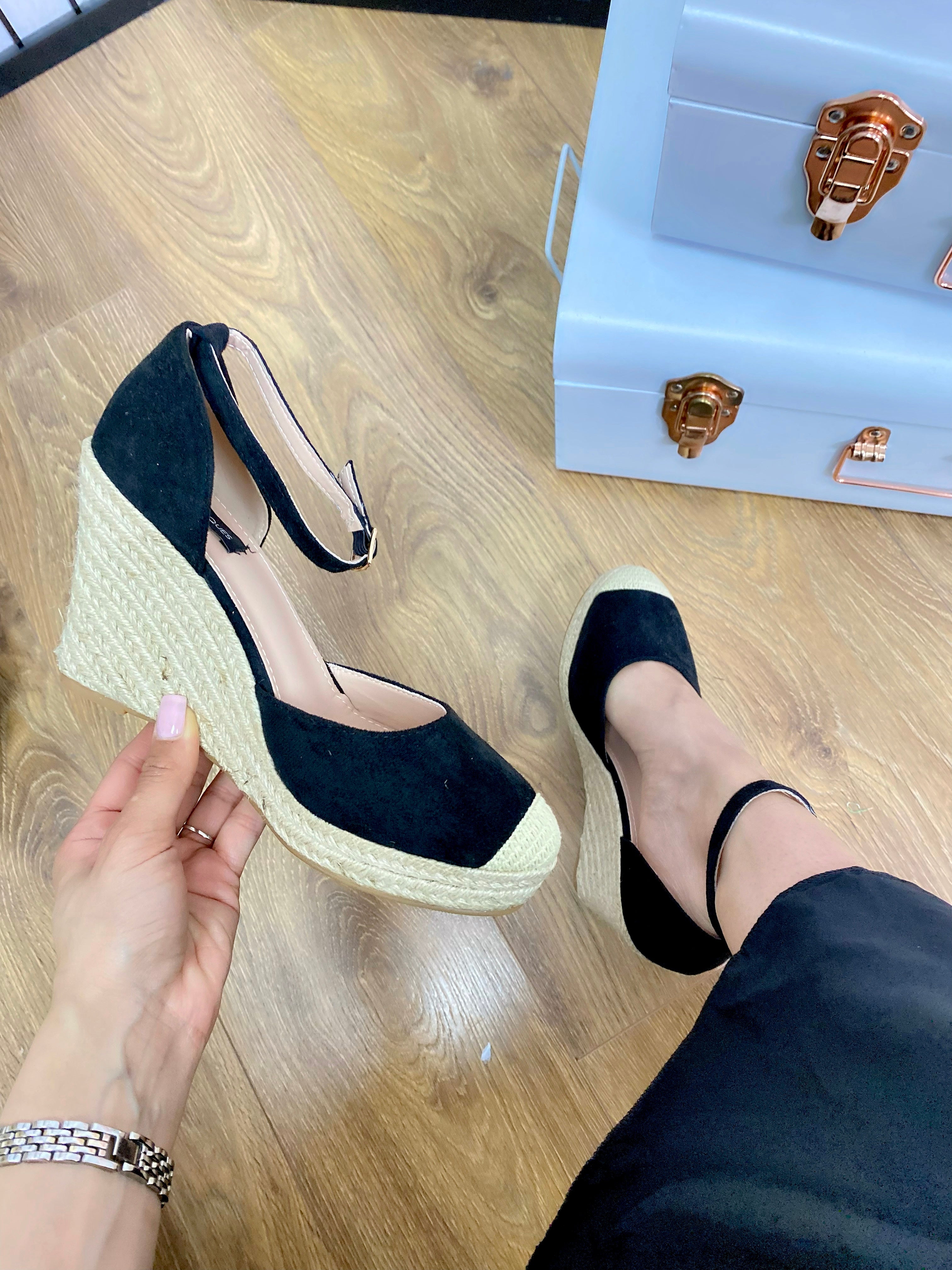 Almond Plain Faux Suede Wedges