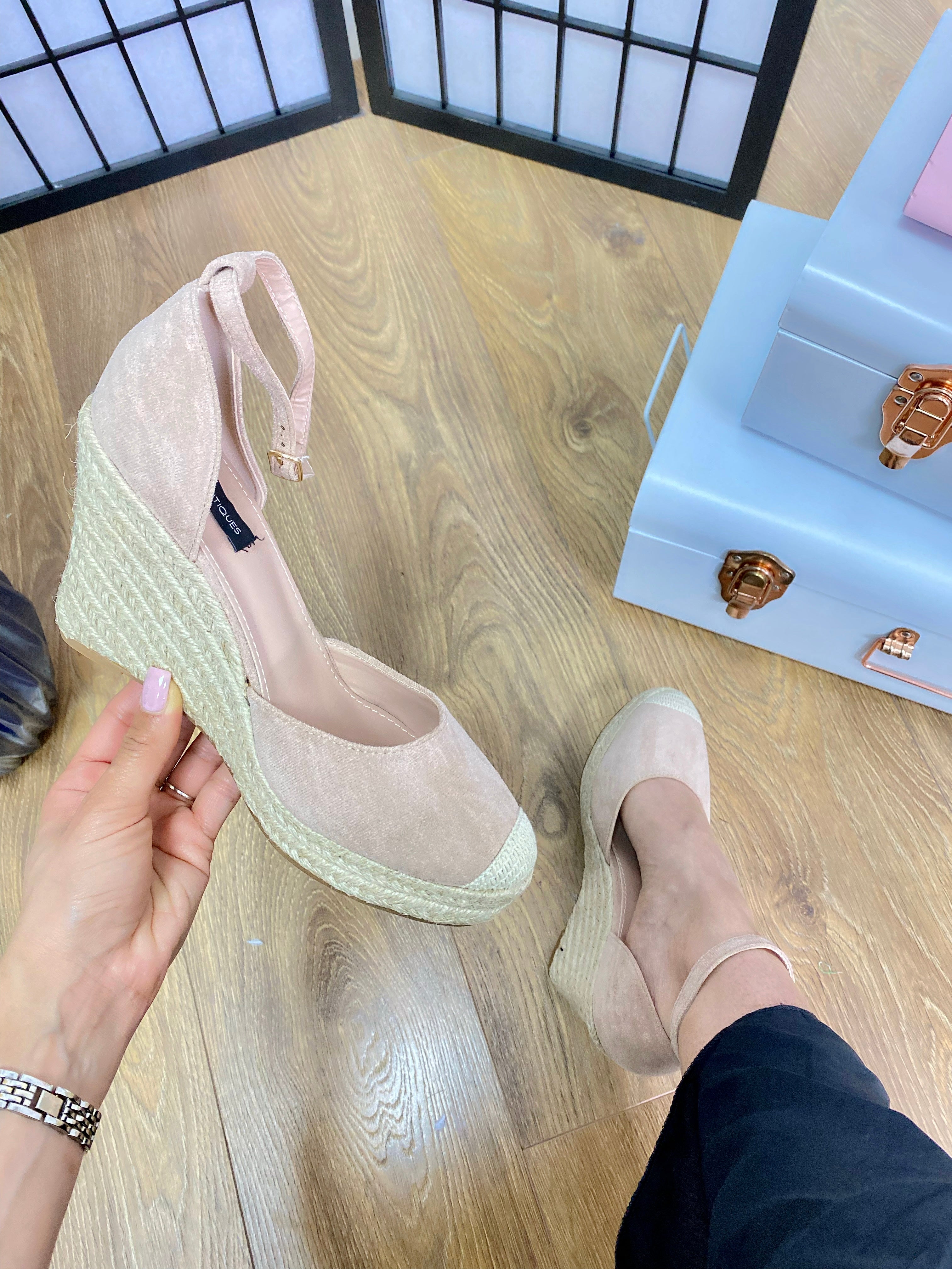 Almond Plain Faux Suede Wedges