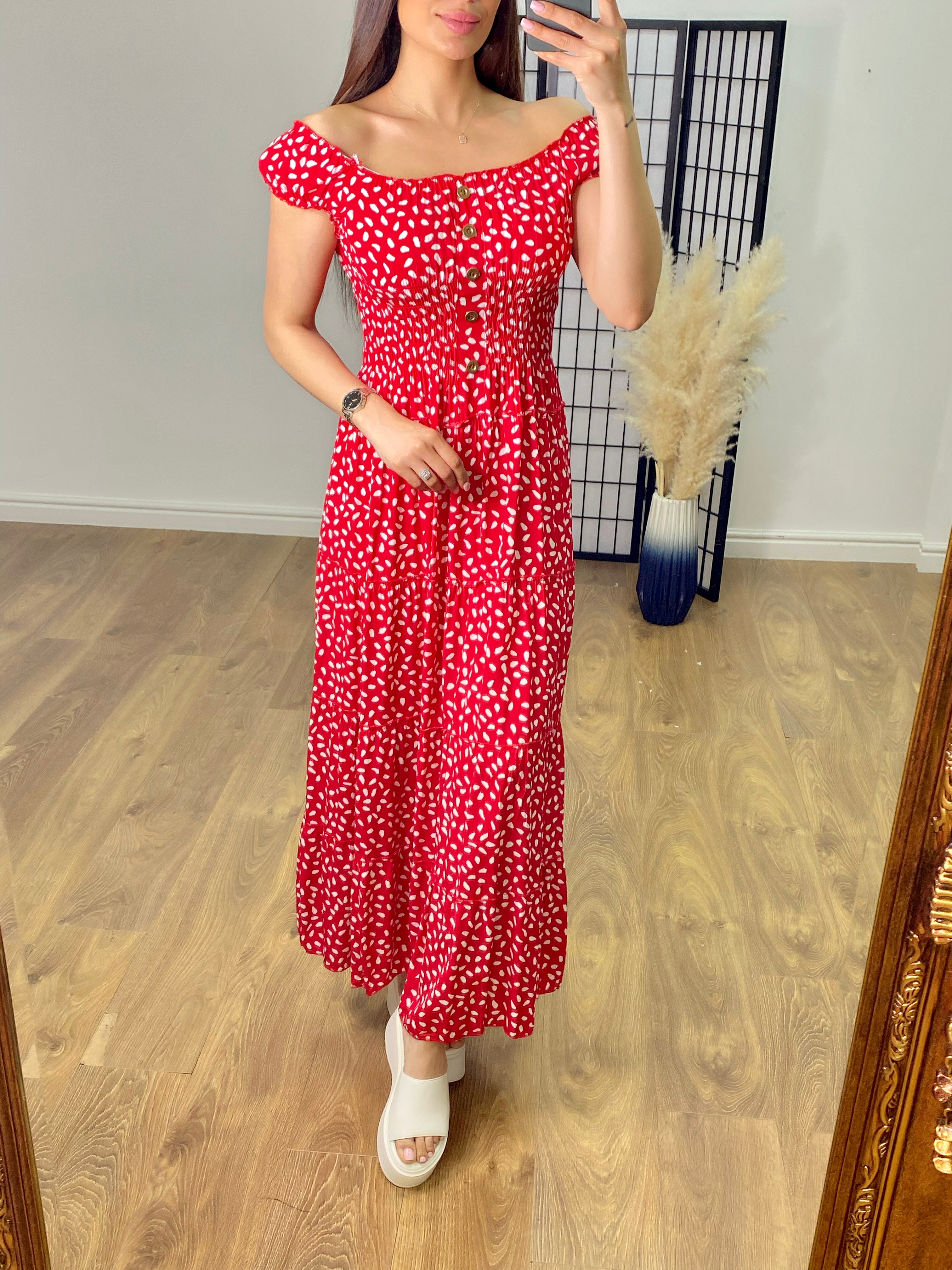 Portofino Pebble Print Ruched Detail Maxi Dress