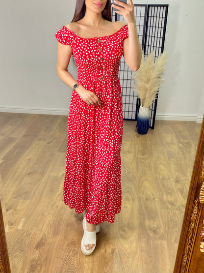 Portofino Pebble Print Ruched Detail Maxi Dress