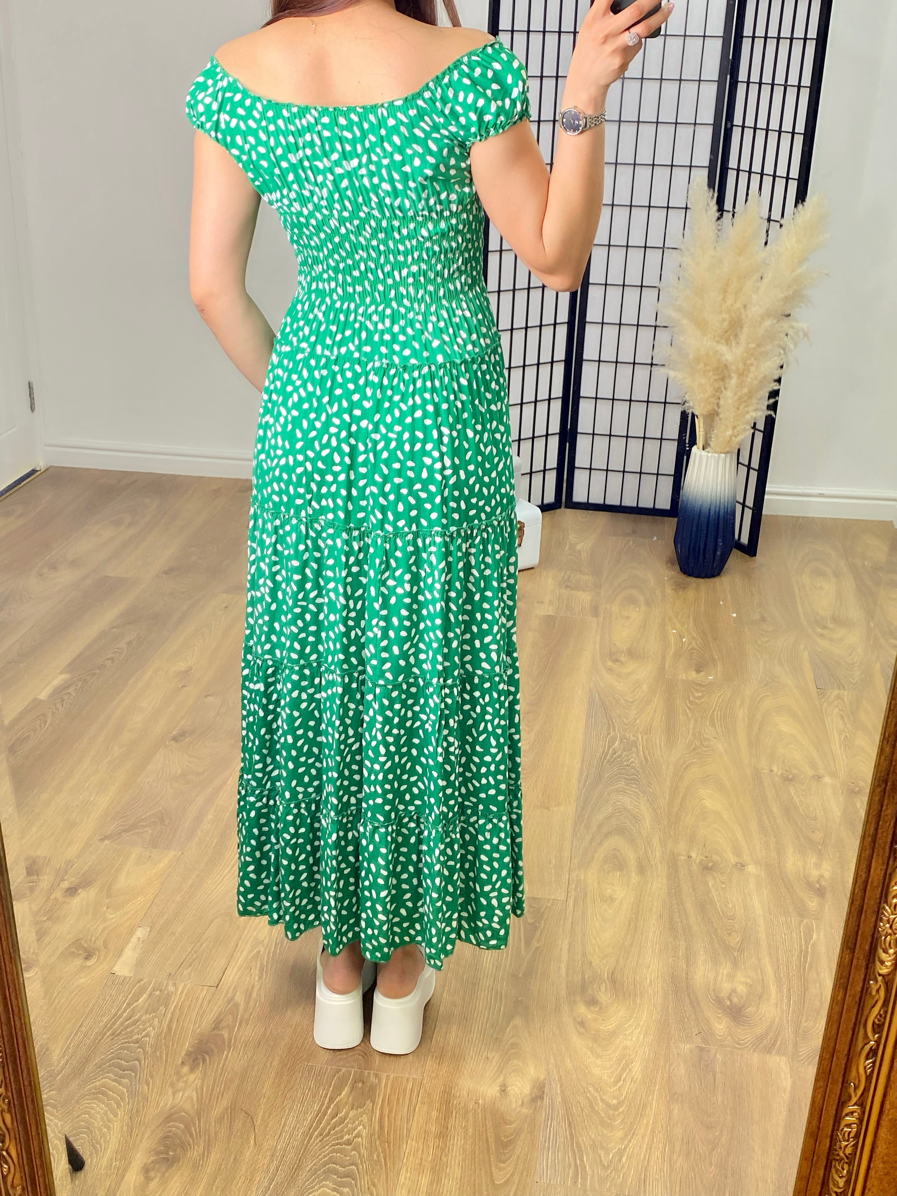 Portofino Pebble Print Ruched Detail Maxi Dress