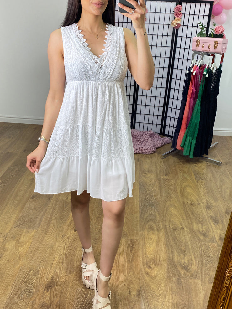 Quentin Lace Panel Crochet Detail Dress